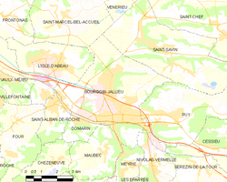 Map commune FR insee code 38053